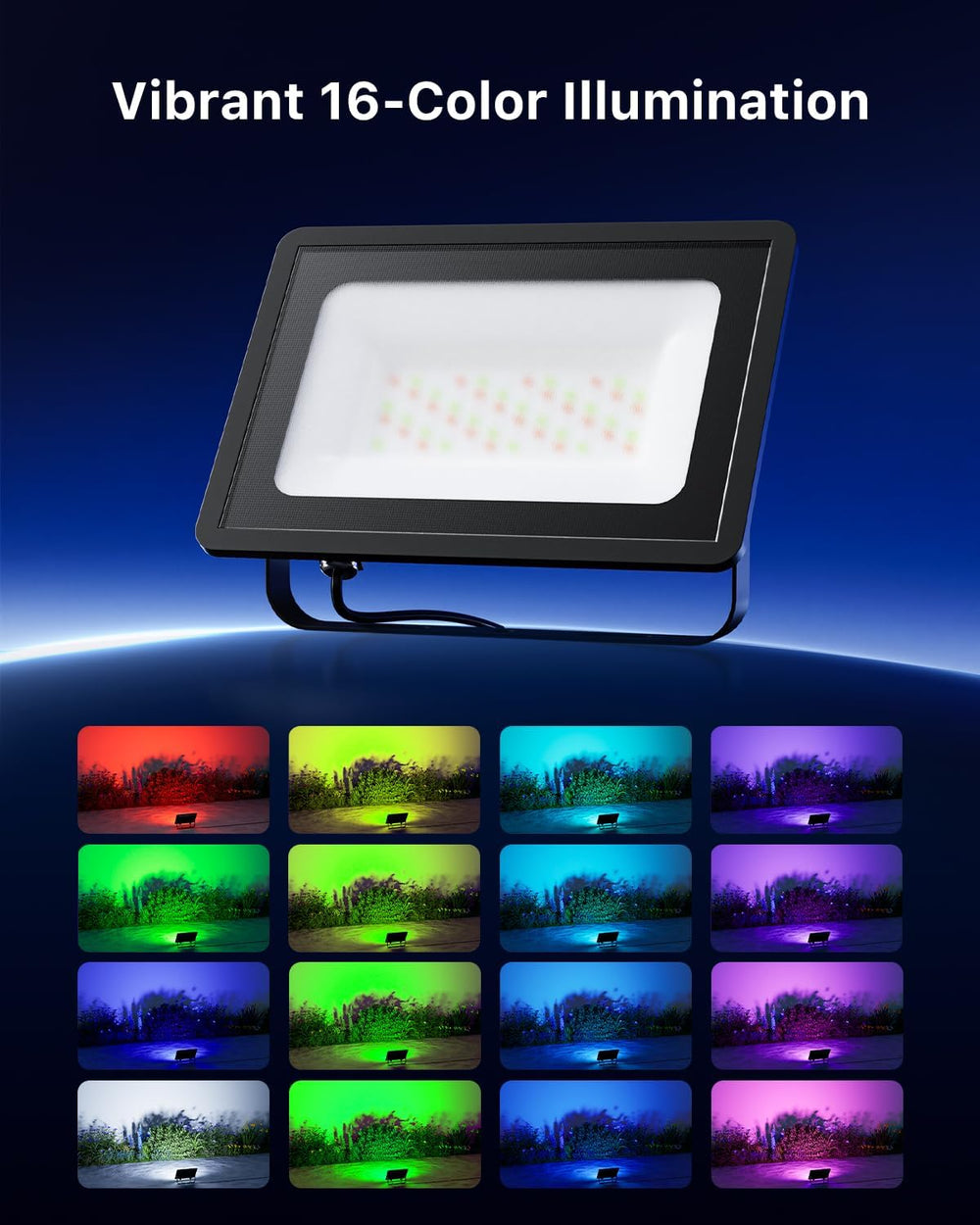 FALOVE 4 Pack Outdoor RGBW Flood Lights by Dual Remote for Halloween Decor