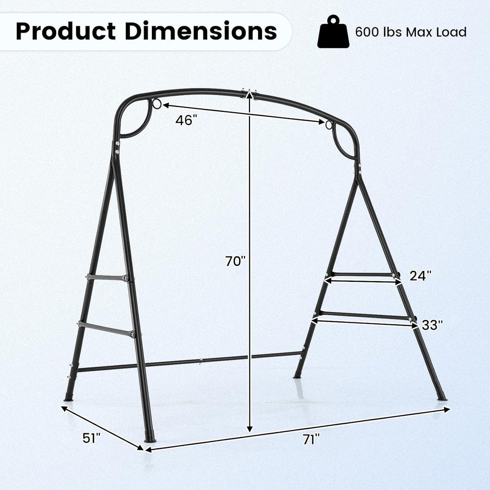 GIANTEX 660-Lbs Metal Hammock Stand - Heavy Duty Porch Swing Stand w/ 4 Suppo...