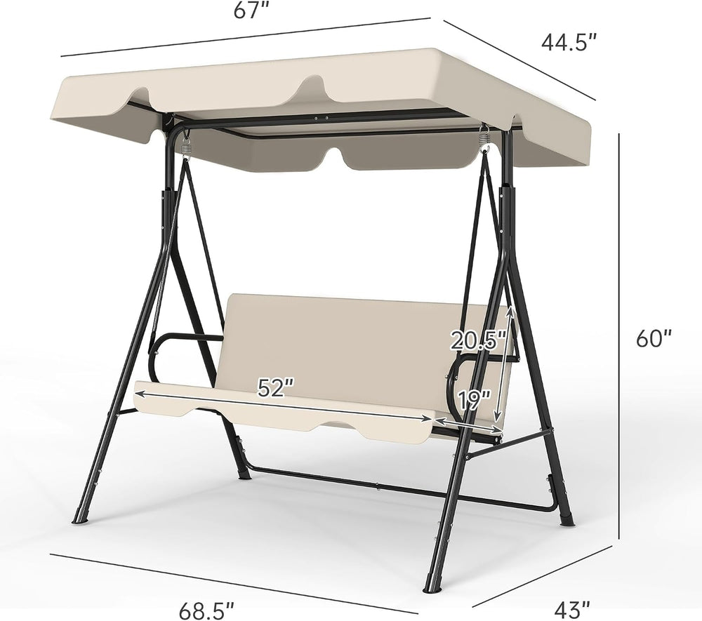 Murago Outdoor Patio Swing Chair with Adjustable Canopy, Beige