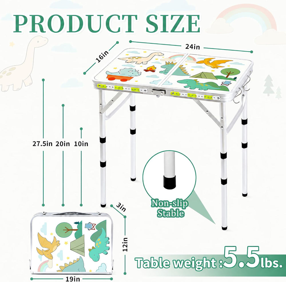 Yriuat Folding Camping Table 2ft Portable Picnic Table, Jurassic Camp