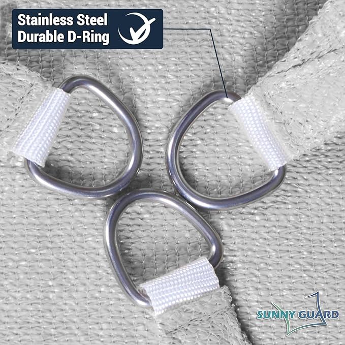 SUNNY GUARD Sun Shade Sail 8' X 16' Rectangle Silver Grey UV Block Su...