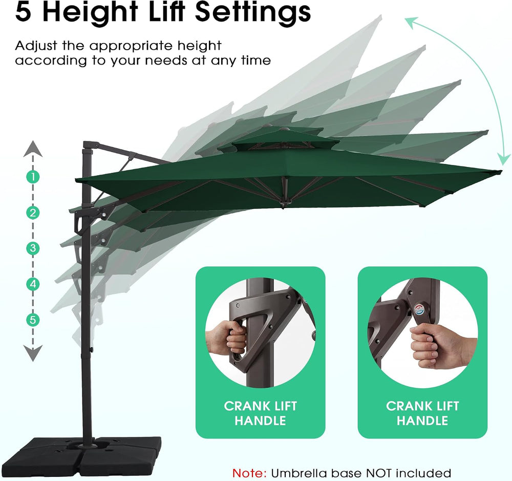 JEAREY 9x9 ft 2-Tier Cantilever Patio Umbrella, Outdoor Offset Umbrella