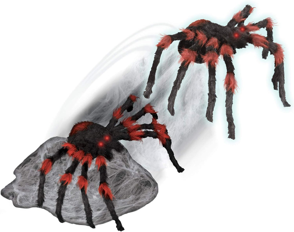 Spirit Halloween 21 Inch LED Red and Black Jumping Spider Animatronic, Multic...