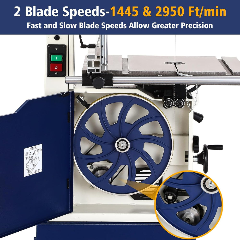 Band Saw, 14 Inch Bandsaw for Woodworking, 1445 & 2950 FPM Dual-Speed Ban...
