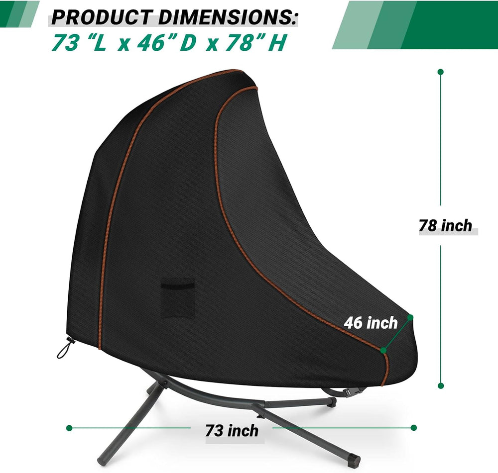 Patio Steel Stand Hammock Chair Cover, 420D Oxford Patio Hanging Chaise Loung...