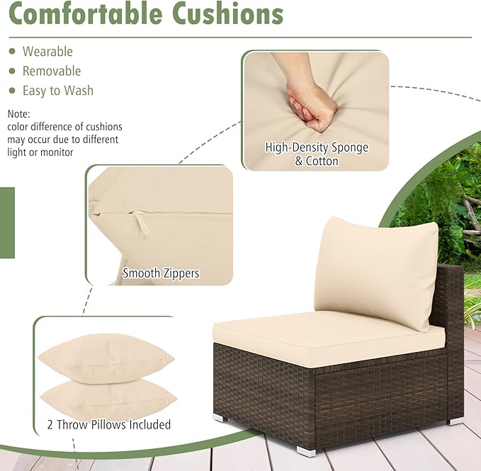 Tangkula 7 Pieces Wicker Patio Furniture Set, All-Weather Outdoor Rattan Sect...
