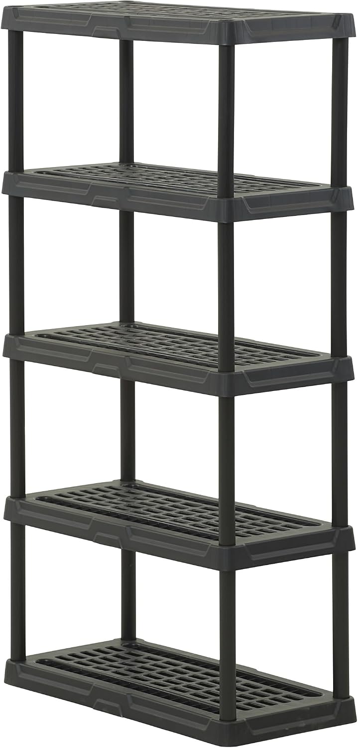 CENTREX 5-Tier Heavy Duty Plastic Storage Shelves for Garage, Black