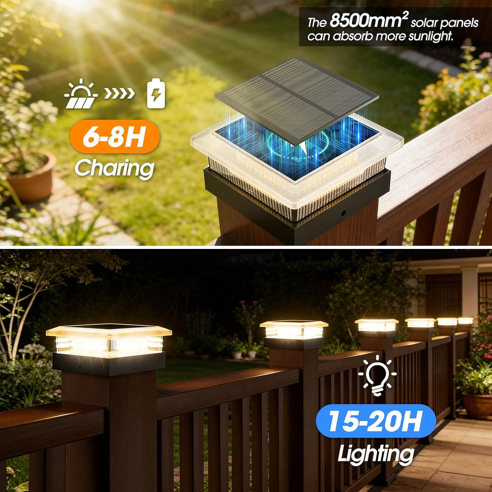 4x4 Solar Post Cap Lights 8 Pack, 96 LED/4 Lighting Fence Post Solar Lights