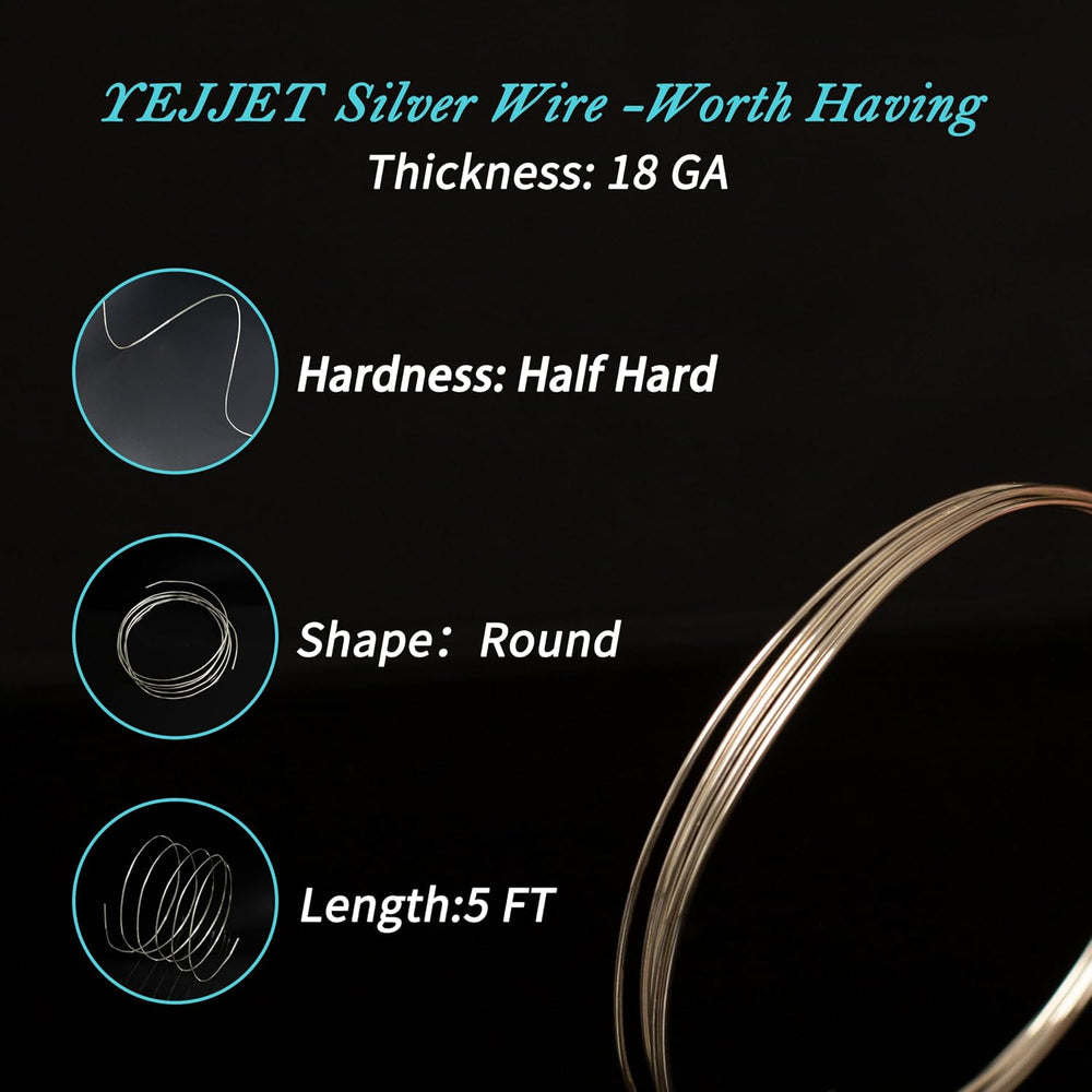 925 Sterling Silver Wire for Jewelry Making Wire 18 Gauge Half Hard Round Mak...