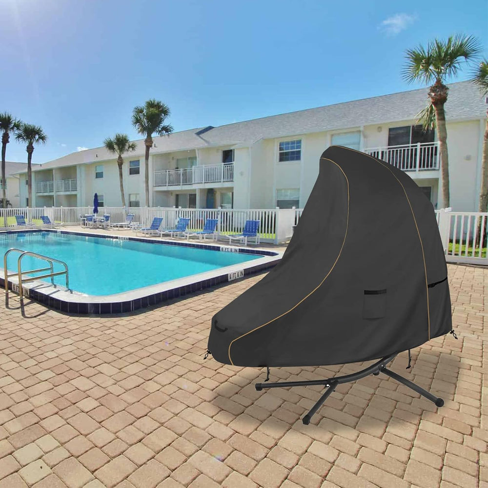 Bitubi 73 Inch Patio Hanging Chaise Lounge Cover - Classic Black 600D Tough C...