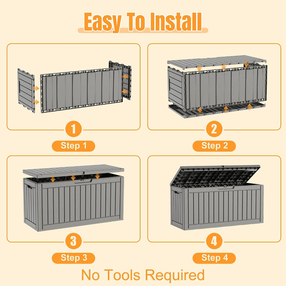 Outdoor Storage Box,120 Gallon Waterproof Resin Patio Deck Box