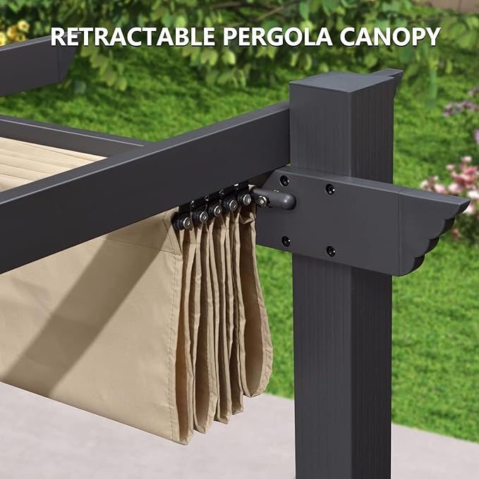 Pergola Shade Cover Replacement Canopy Top Compatible with 10 X 13 ft 6-Bar P...