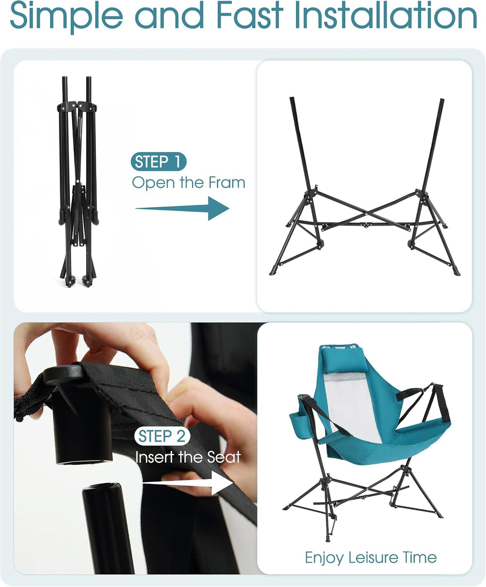 HOMEFUN Hammock Chairs, Swinging Camping Chairs, Set of 2, Blue