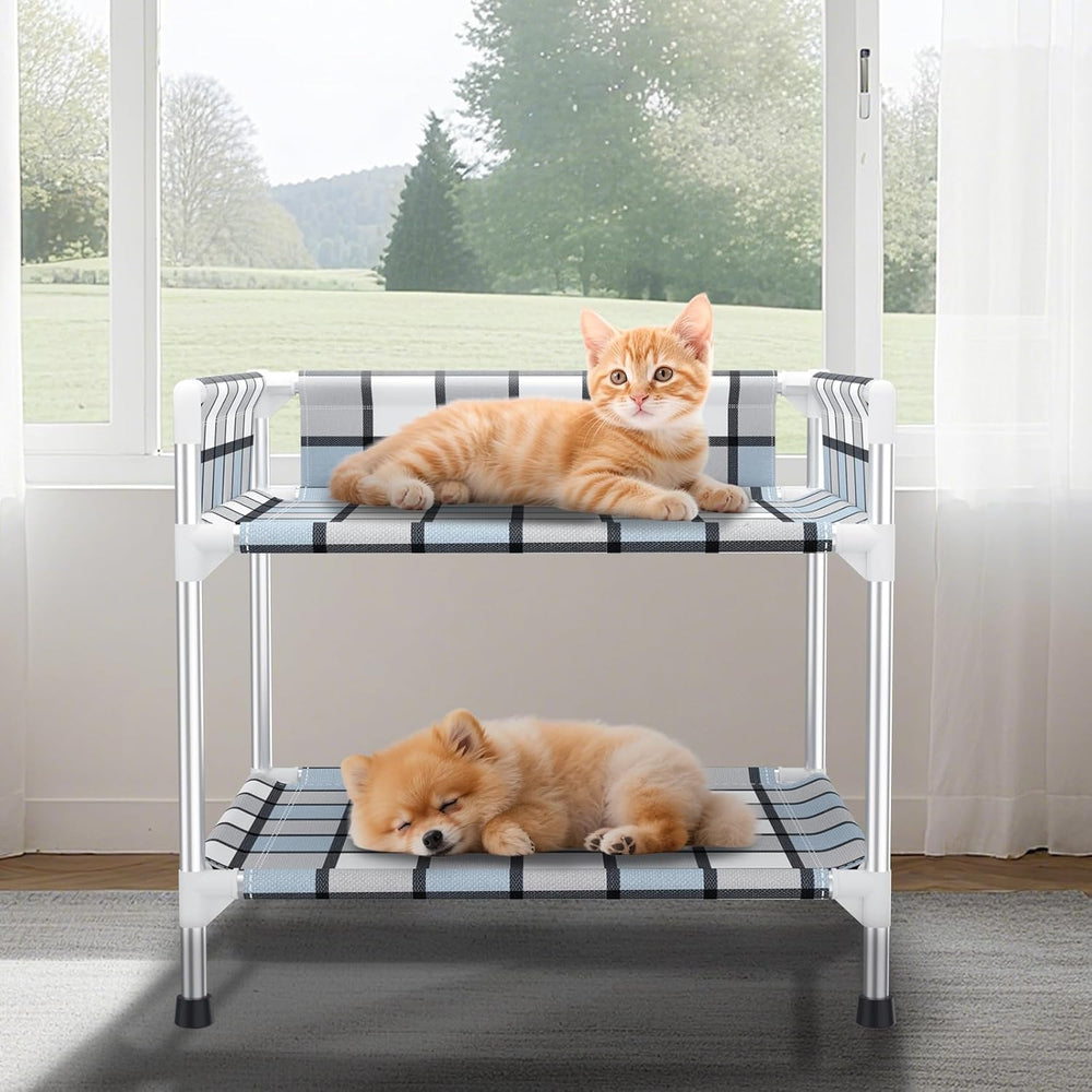 Bedside Dog Bunk Bed with Guardrail, 2 Layers Window Perch Sleeper Dogs Cot