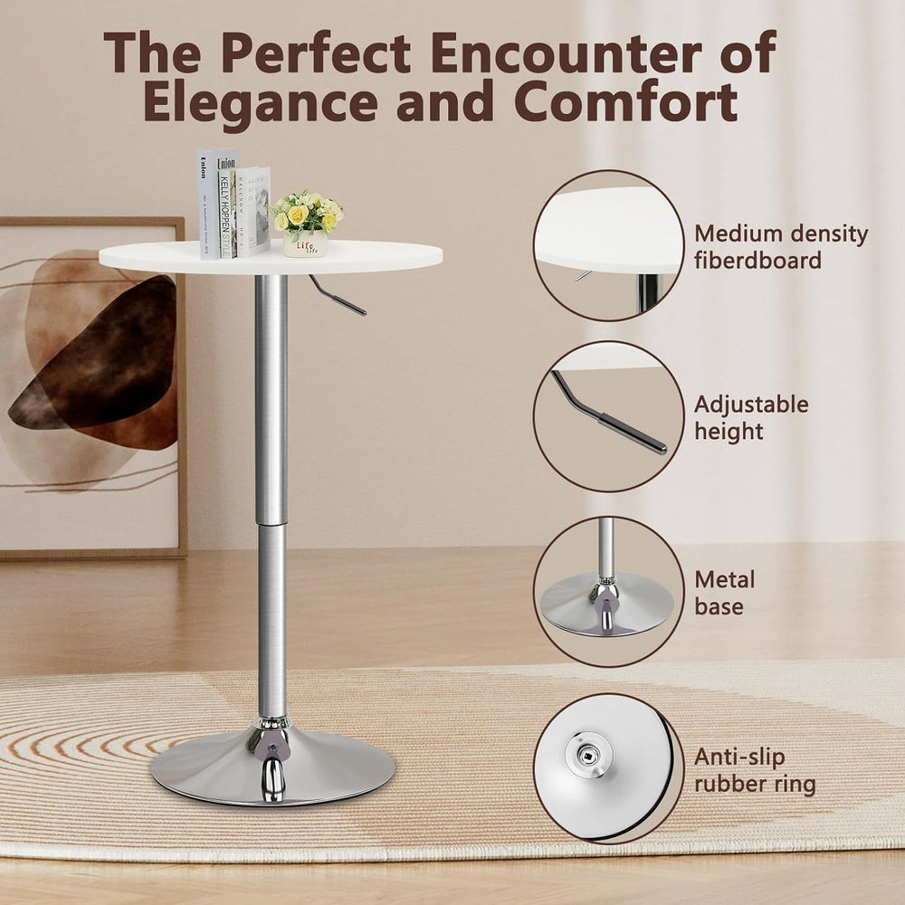 CLATINA Round Bar Table, Height Adjustable 26"-36" Bistro Pub Table...