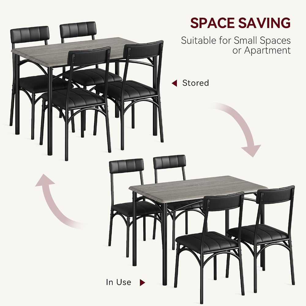 Garvee Farmhouse Dining Table Set for 4, Small Kitchen Table with 4 Upholster...