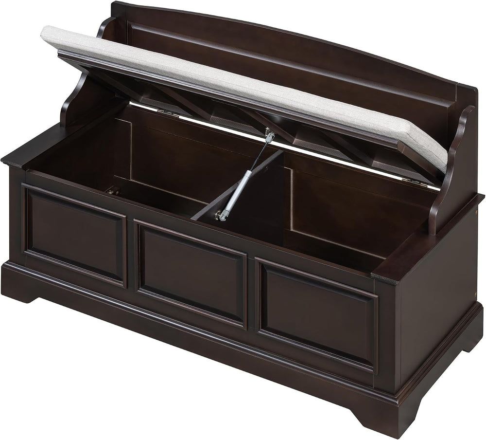 LUMISOL Farmhouse Storage Bench, Entryway Shoe Bench with Cushion and Hidden ...