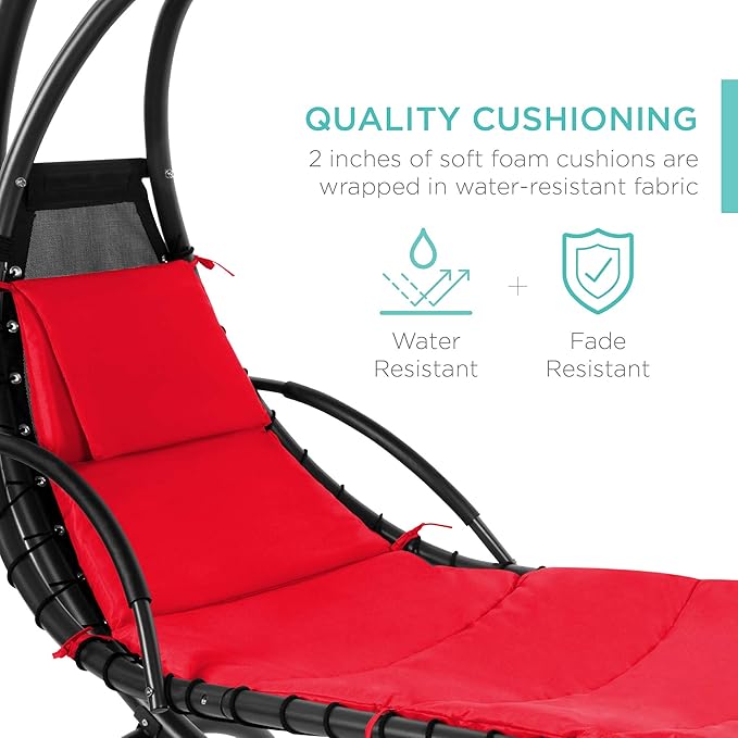 Best Choice Products Outdoor Hanging Curved Steel Chaise Lounge Chair Swing w...