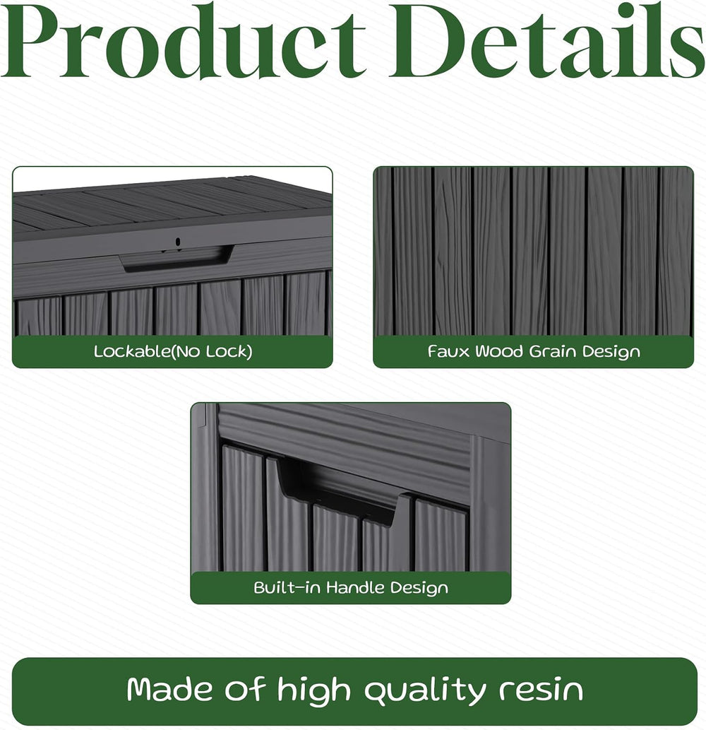 PatioZen 70 Gallon Outdoor Storage Box, Waterproof Patio Deck Box, Black