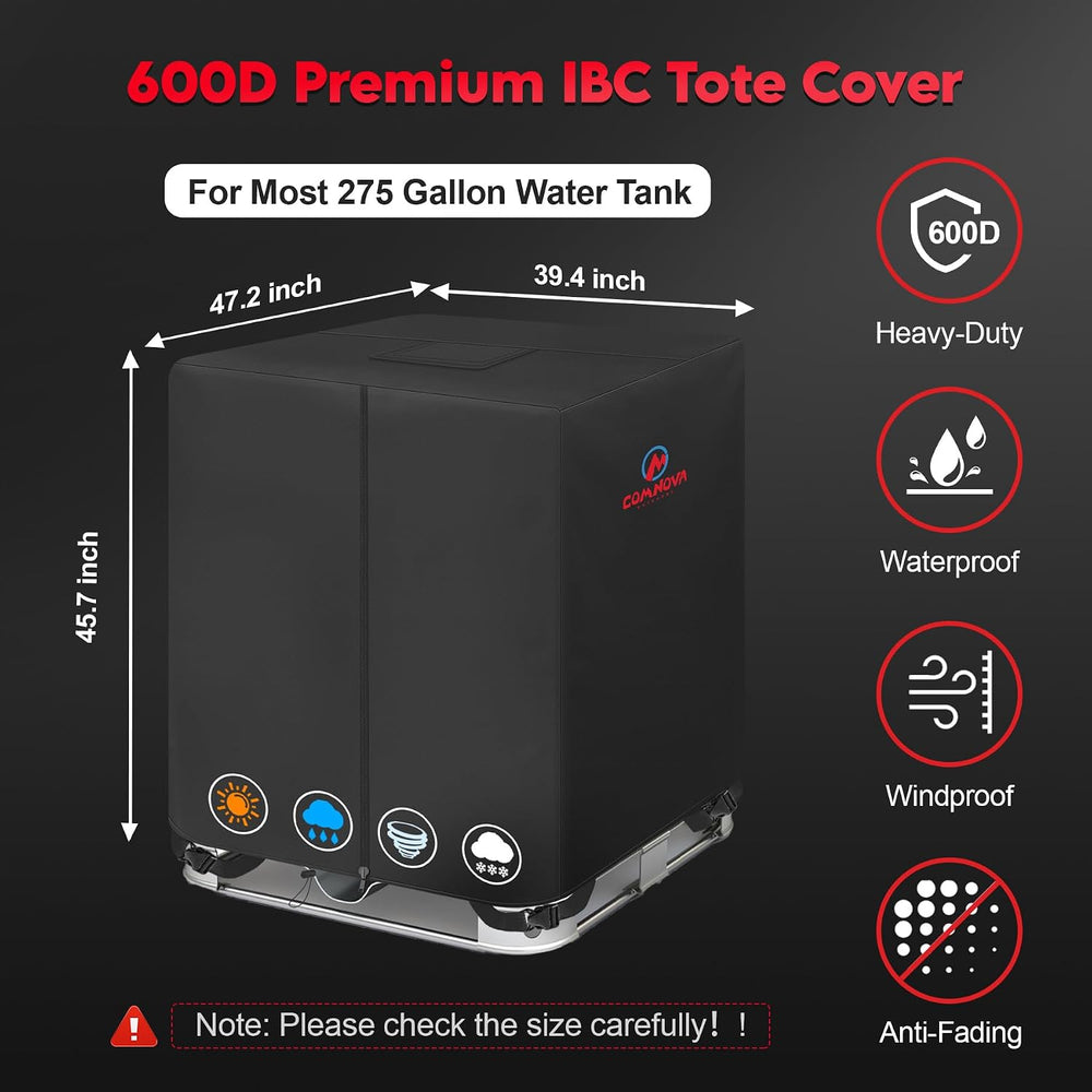 Comnova IBC Tote Cover 275 Gallon - 600D Water Tank Cover for IBC Container w...