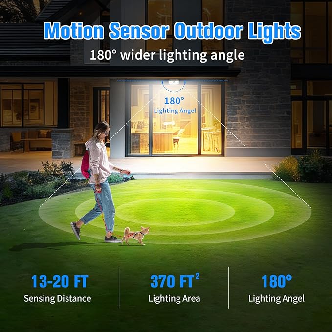 Aootek Solar Outdoor Motion Sensor Lights 2500Lm Solar Panel to 15.3 in² and ...