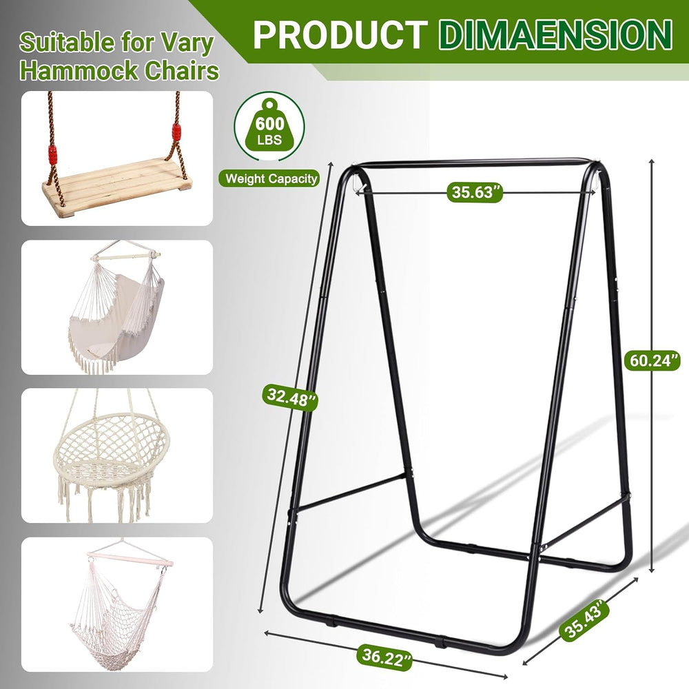 Outdoor Hammock Chair Stand, Heavy Duty A-Frame Metal Swing Stand with Powder...