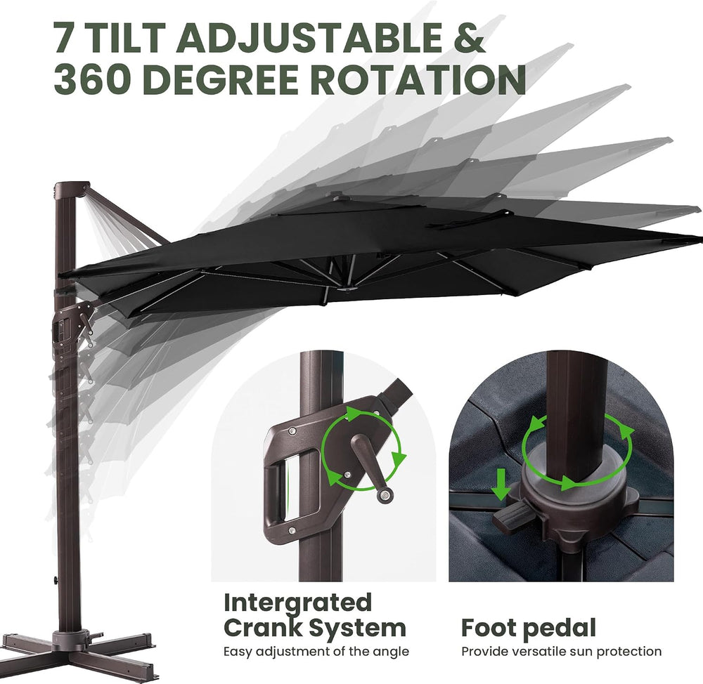 9' X 12' Cantilever Patio Umbrella Rectangular Outdoor Umbrellas