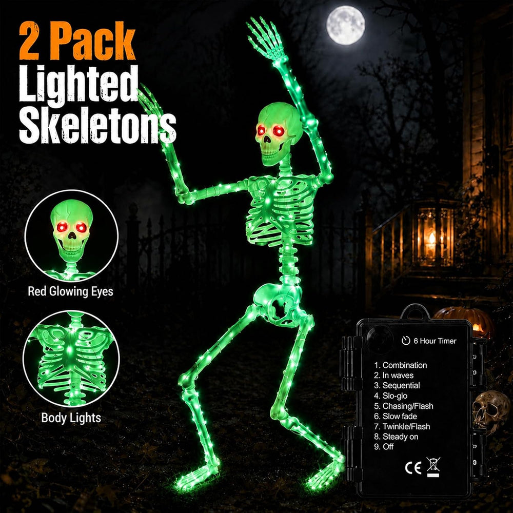 Halloween Decorations Outdoor Skeletons Set - 2 Pack 36" (90cm) Light Up...