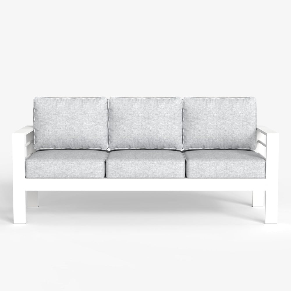 Aluminum Patio Couch Sofa, All-Weather Metal Modern 3 Seater Outdoor Sofa wit...