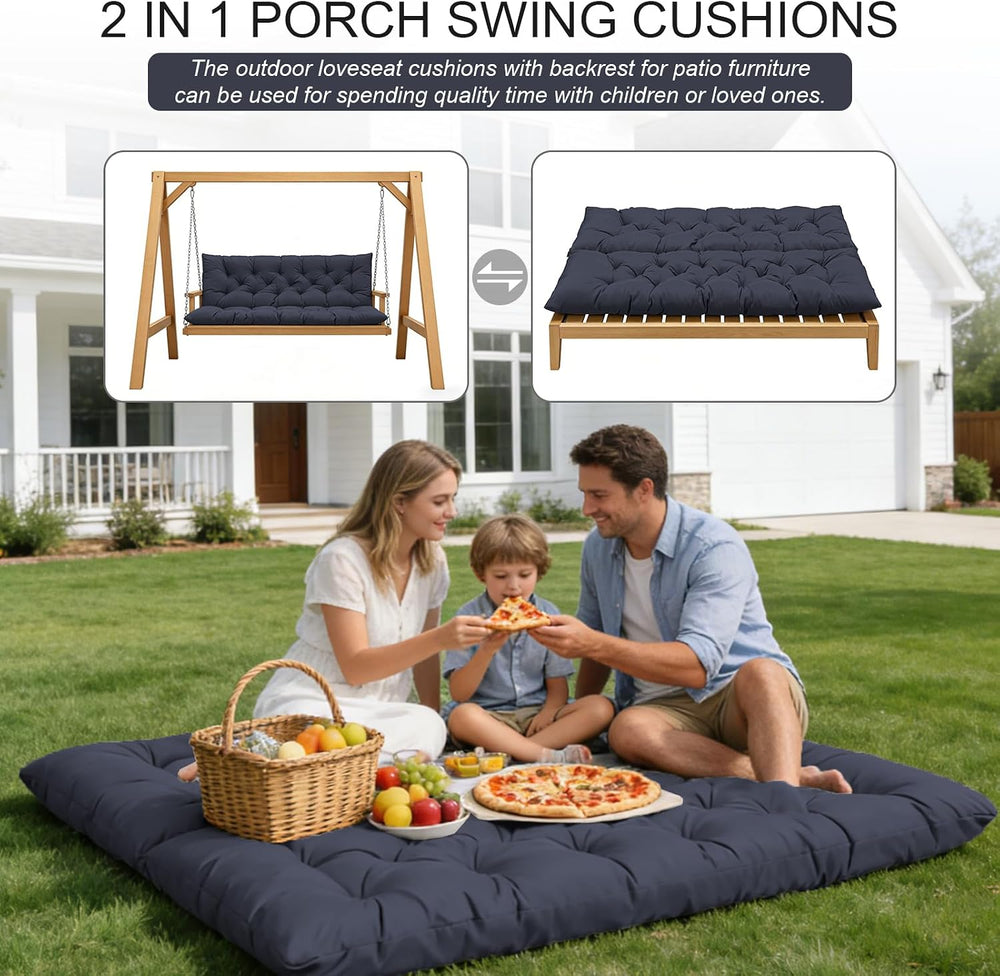 Porch Swing Cushions, Outdoor Swing Replacement Cushions 3 Seater with Backre...