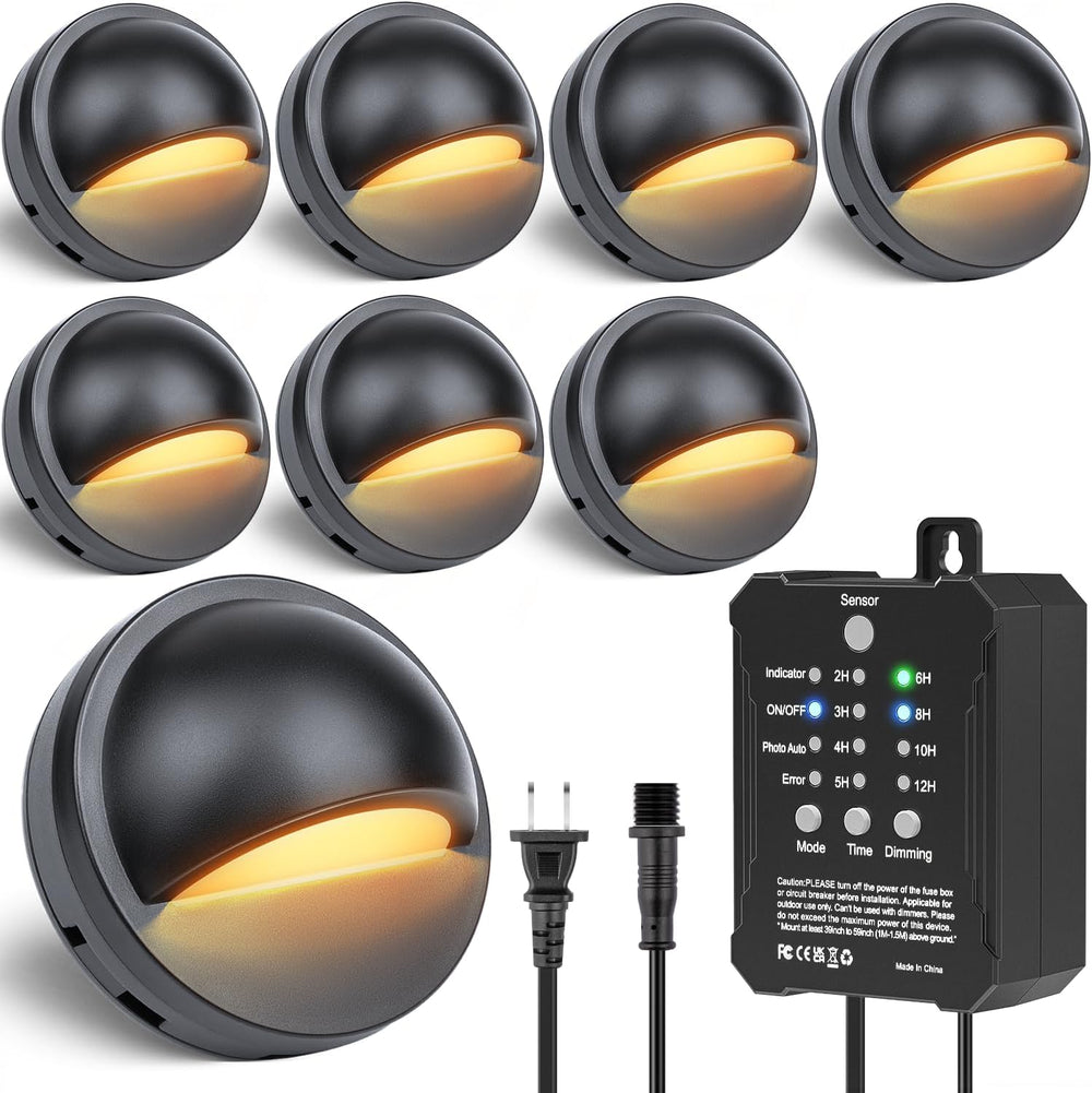 HIBOITEC Low Voltage Deck Lights Kit with Transformer Timer 2700K 8Packs