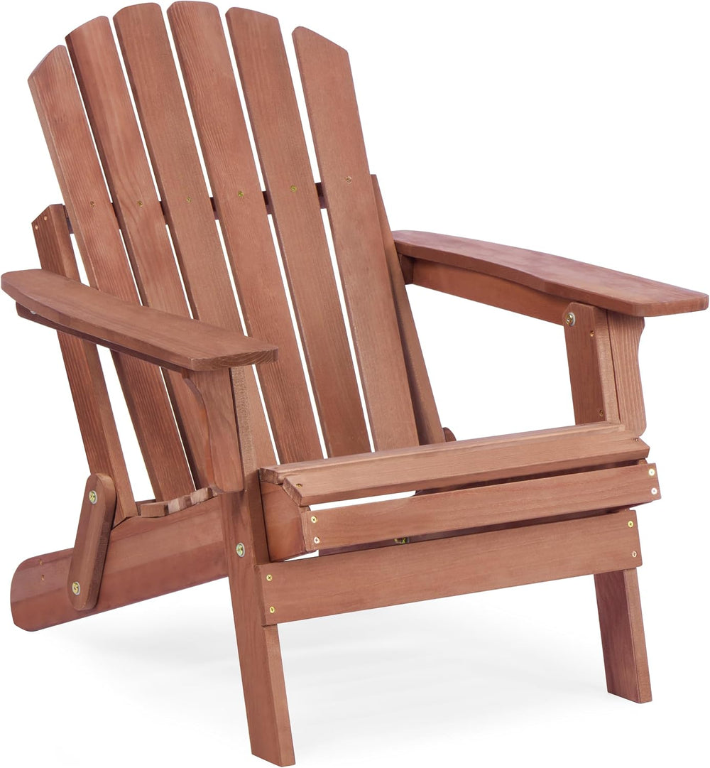 SoliWood Oversize Wooden Outdoor Folding Adirondack Chair with Pre-Assembled ...