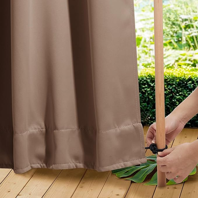 NICETOWN 2 Panels Outdoor Curtains for Patio Waterproof, Top & Bottom Gro...