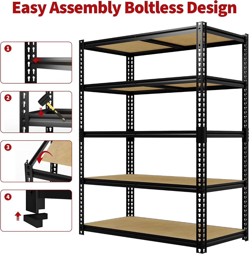Garvee 5 Tier Heavy Duty Garage Storage Shelves, 48" W x 24" D x 72...