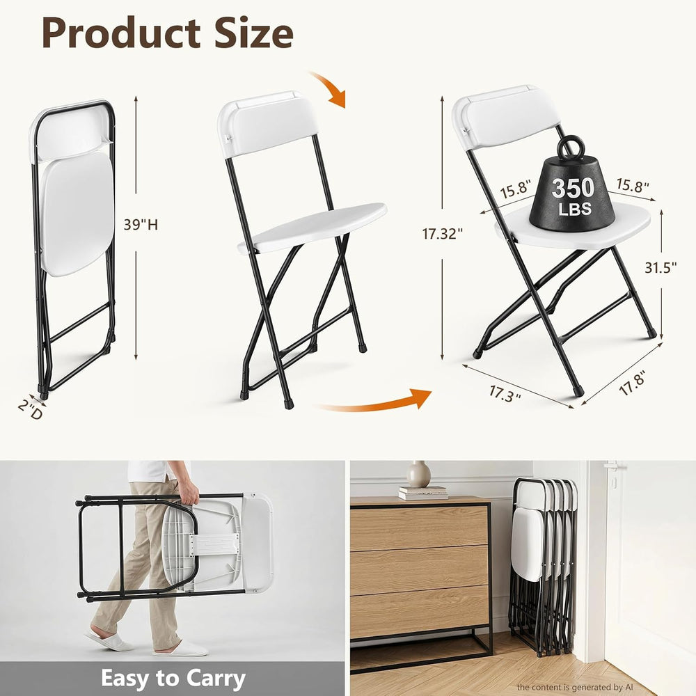 Folding Table Set with 2 Pack Folding Chairs, No Assembly Portable Event Tabl...