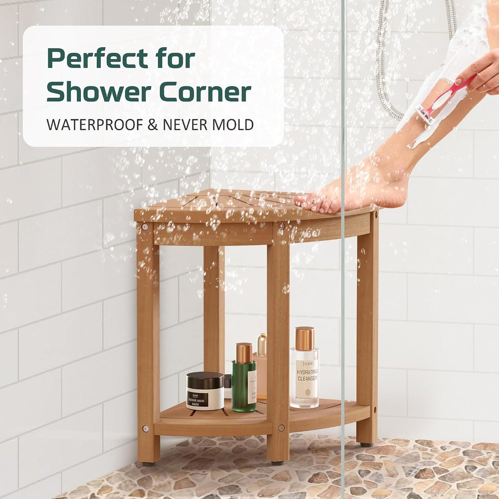 Waterproof HIPS Corner Stool for Shaving Leg, Inside Shower, Brown