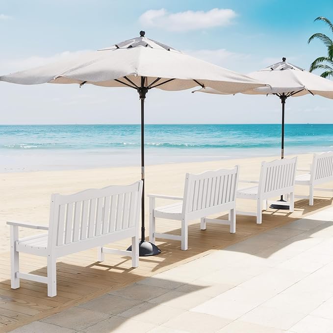 Stoog Outdoor Benches Set of 2, All-Weather HIPS Plastic Garden Bench with 80...