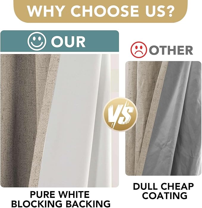 H.VERSAILTEX 100% Blackout Curtains for Bedroom Thermal Insulated Linen Textu...