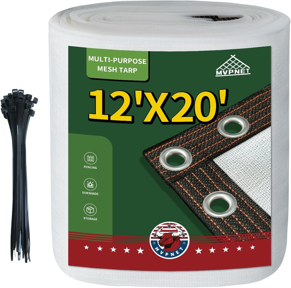 12x20Ft Shade Cloth for Plants Sun Protection Cover for Garden,White