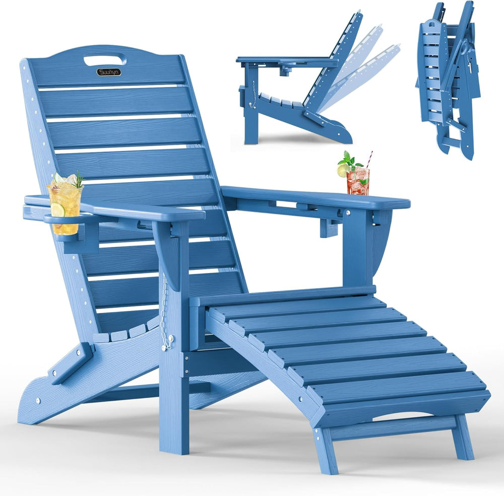 Adjustable Adirondack Chair,Outdoor Fire Pit Chair,NavyBlue