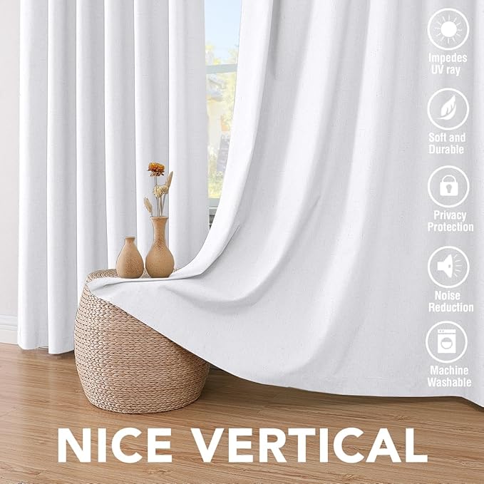 H.VERSAILTEX 100% Blackout Curtains for Bedroom Thermal Insulated Linen Textu...