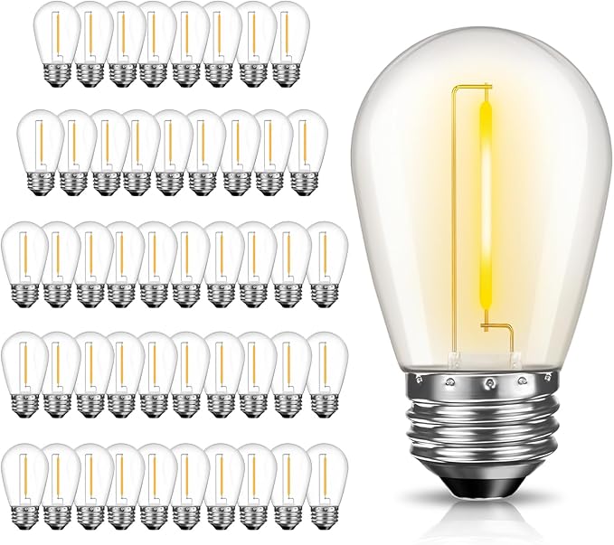 48 Pack LED S14 Replacement Light Bulbs, Shatterproof Outdoor 1 Watt to Repla...