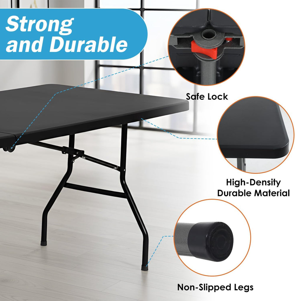 PayLessHere | 8FT Folding Table | Black | Portable Plastic Table