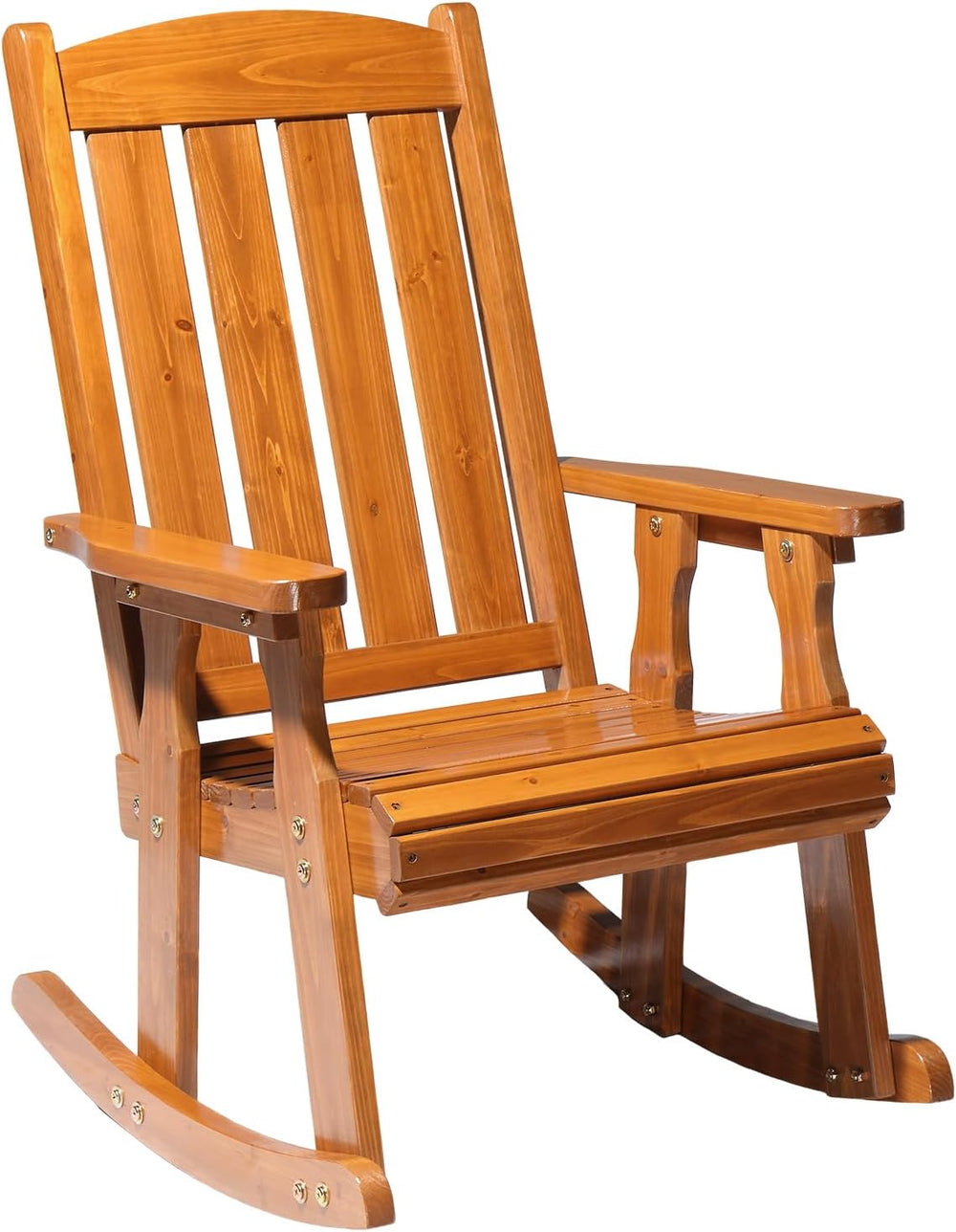 VINGLI Wooden Rocking Chair, Patio Rocker with Higher Backrest, Heavy Duty 60...