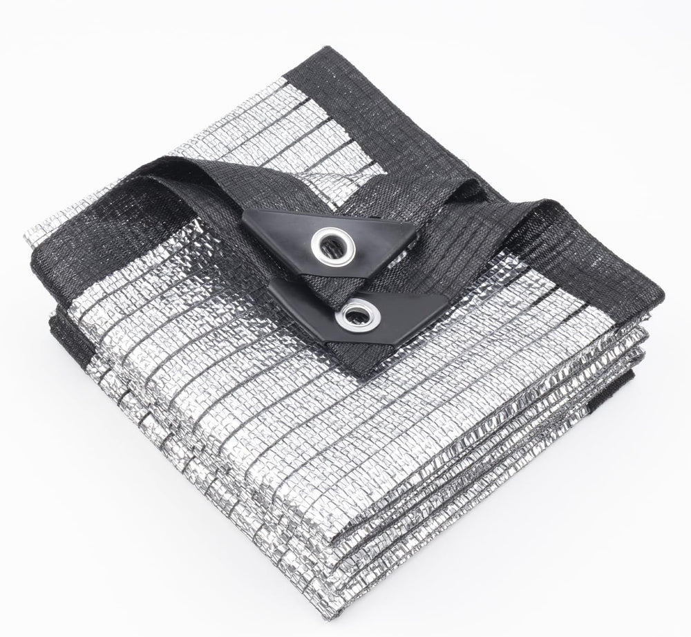 COOLBOYS 85% Aluminet Shade Cloth Reflective Tarp 8x20FT Silver for Garden