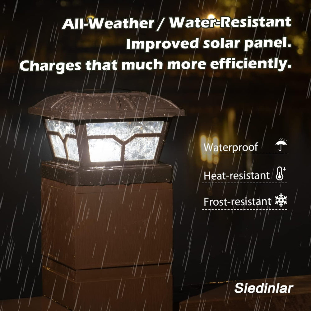 SIEDiNLAR Solar Post Cap Lights Outdoor 2 Modes, 6 Pack, Brown, Warm/White