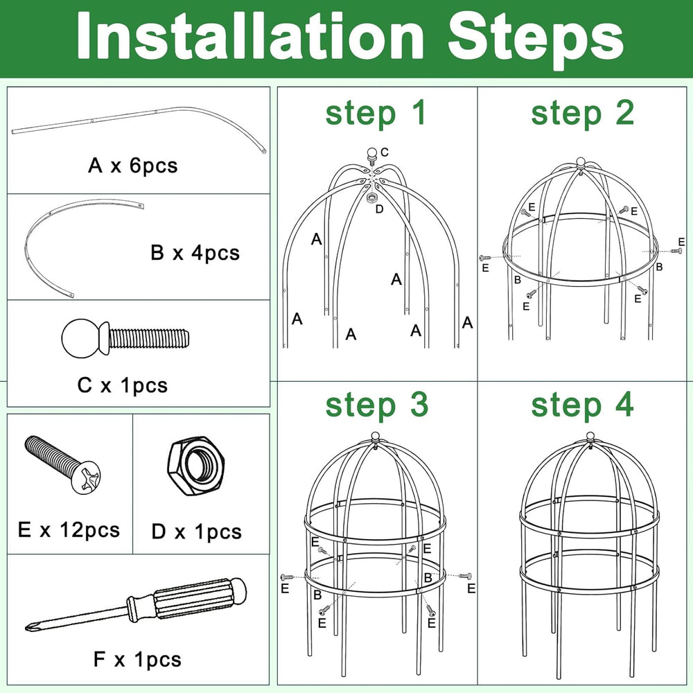 2 Pcs Jardin Bird Cage Plant Support 24" H Large Sturdy Grow-Through Flo...