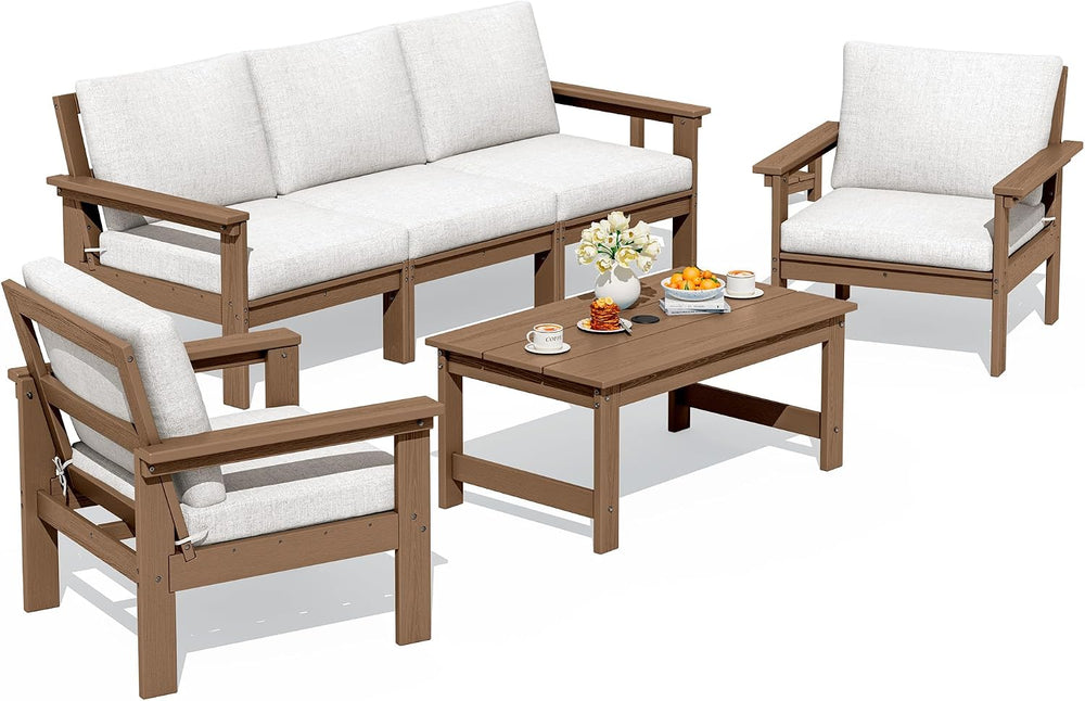 SERWALL HDPE Outdoor Patio Furniture Set Outdoor Couch