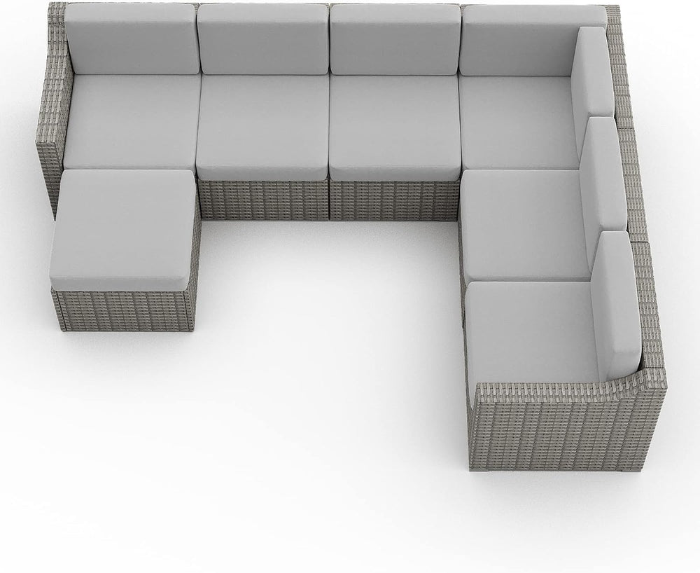 HAPPATIO 7 Piece Patio Conversation Set,Rattan Wicker Outdoor Sectional Sofa,...