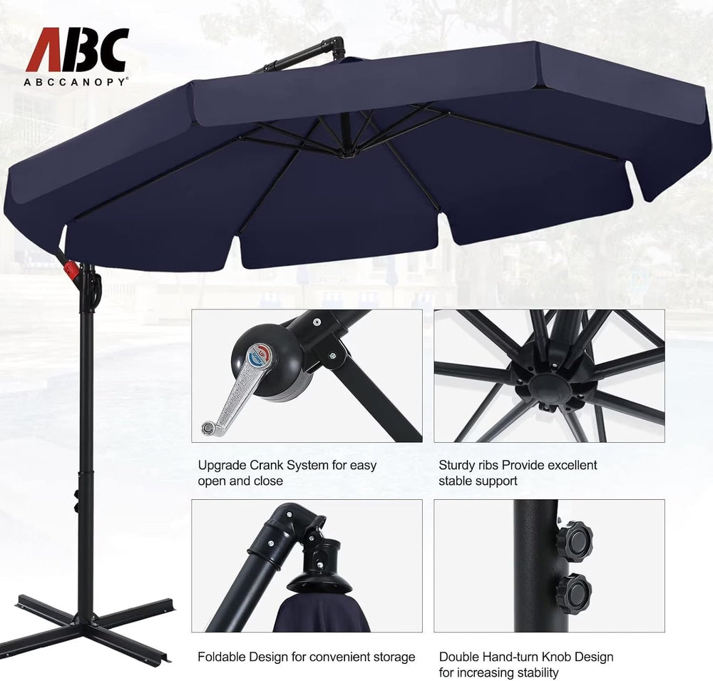 ABCCANOPY 9FT Scalloped Cantilever Patio Umbrella, Tibetan Blue